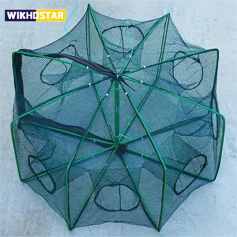 1pc Foldable Hexagon Fishing Trap Net With 6 Holes For Minnow, Crab, Crawdad, Shrimp, Fishing Accessories