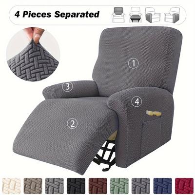 Recliner Sofa Cover Ralax Cover Jacquard Chair Covers Stretch Spandex Couch Slipcovers Non Slip Armchair Slipcovers 4Pcs/Set