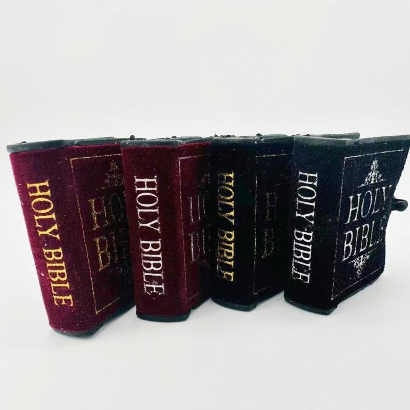Holy Bible Shape Keyring Small Books Keychain Mini Bible Shaped Pendant Key Rings Handmade Jewelry Accessory for Women