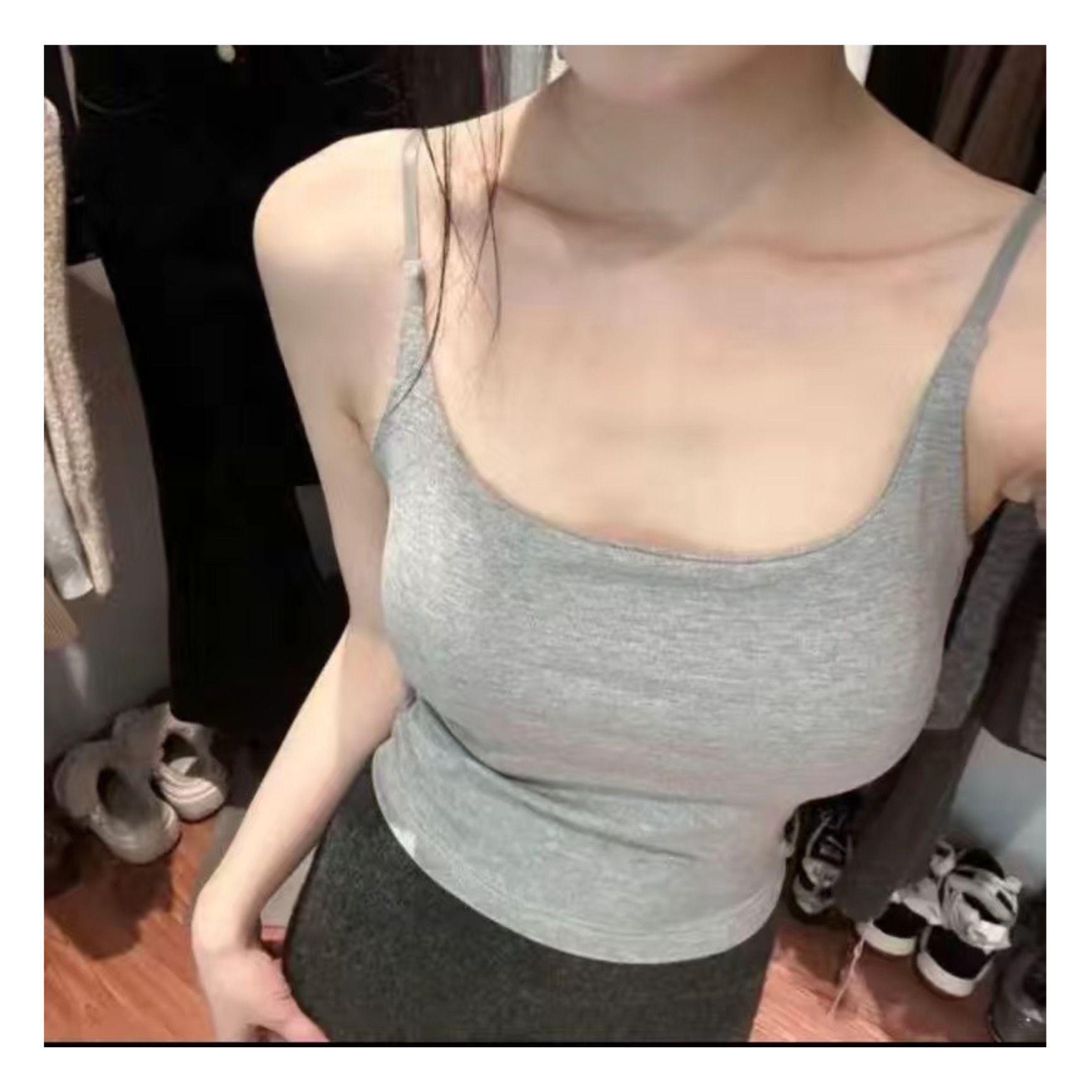 

Elegant White Camisole Top with Chest Pads - Flattering Slim Fit Design for Women One Size (35-60 kg) сірий колір