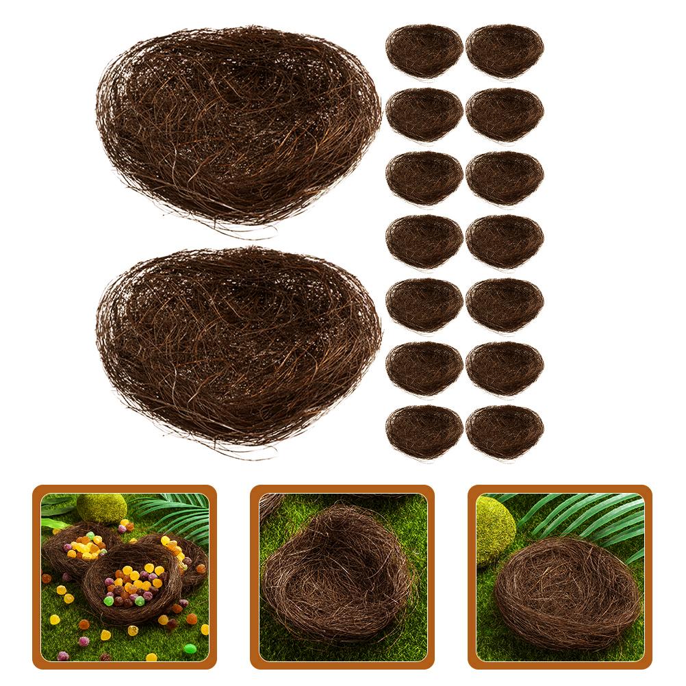 16Pcs Simulated Bird Nest Garden Bird Nest Ornaments Decorative Photography Props Dinner Plate Decor