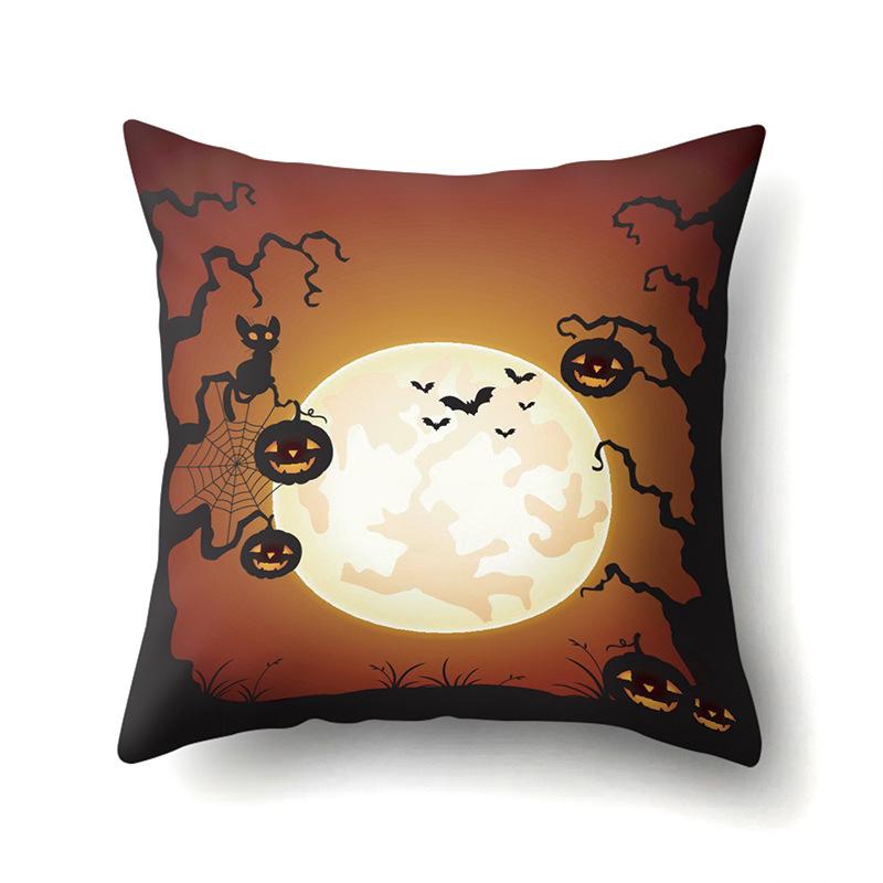 Halloween Polyester Pillow Case Car Waist Pillow Pumpkin Sofa Cushion Cover Office Living Room Pillow Case