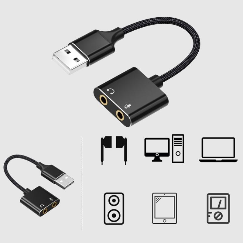 2-Hole USB Sound Card Adapter for Headphone & Microphone Enhancing Sound Experience for P4 PC Computer & Laptops