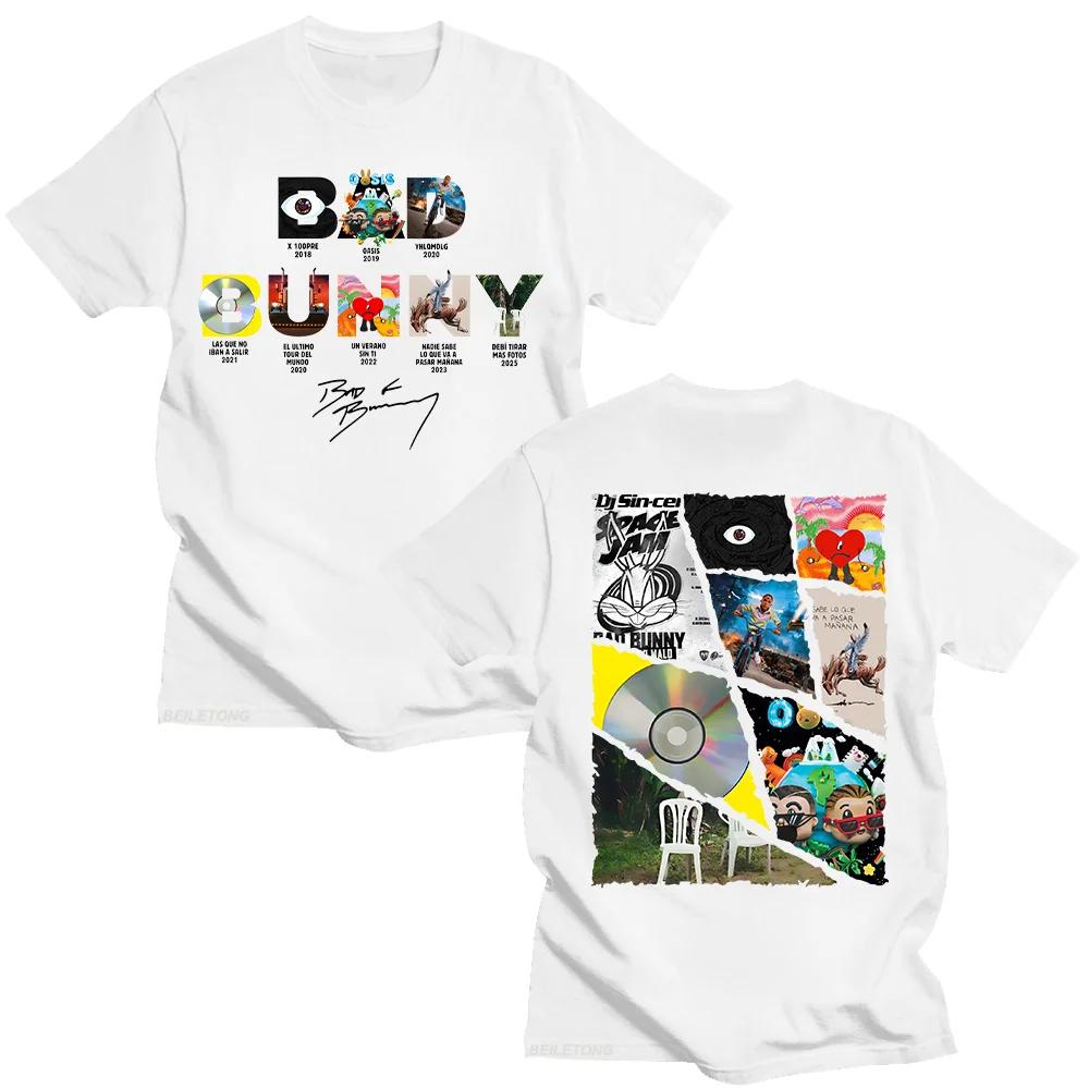 

Bad Bunny 2026 New bestseller Mens 100Cotton Y2k Album Graphic Printed hiphop style shirt Women Summer hawaiian luxury Tshirt S