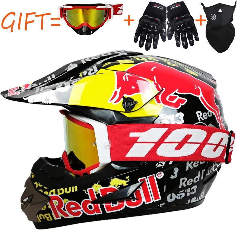 Equipped With 100% Goggles + Gloves Mask Off-road Helmet Mountain Biking Downhill Youth Go-kart