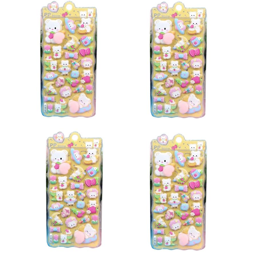 4 Sheet  3D Cute Animal Butt Stickers, Stress Relief Puffy Squishy Sticker for DIY Scrapbook Guitar Phone Case Laptop Decal