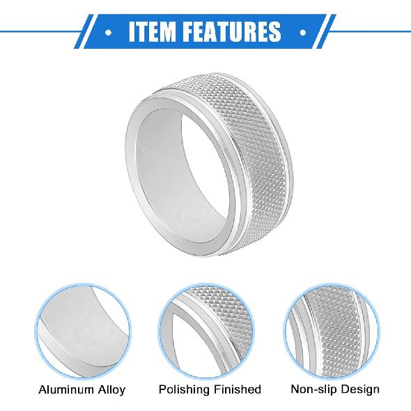 2 Pcs AC Climate Control Knob Ring Compatible for Toyota Camry 2021-2023, Durable Aluminum Alloy Silver Tone Interior Air Conditioning Knob Ring