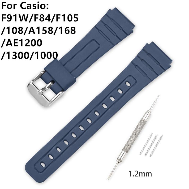 18mm TPU Resin Strap for Casio F-91W F-84 F-105/108 A-158/168 AE-1200/1300 Watch Band Waterproof Sport Bracelet Accessories