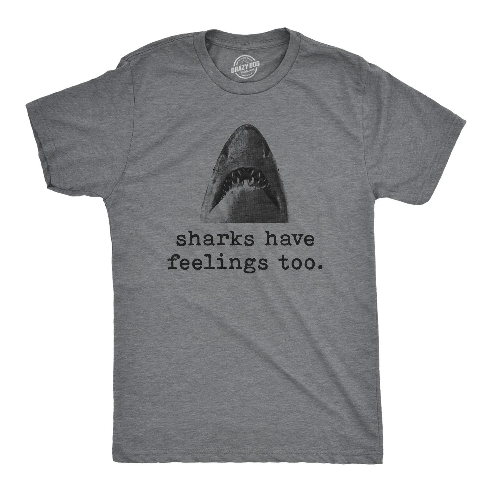 Mens Sharks Have Feelings Too T Shirt Funny Beach Vacation Chomp Graphic Tee S