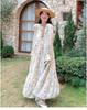 Elegant French Chic Floral Long Dress - Romantic Spring Style with Large Hem