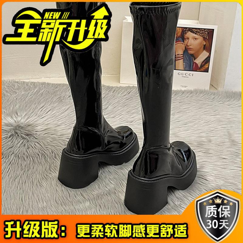 Retro summer western cowboy boots women's short boots 2025 new knight boots high heel small glossy high boots