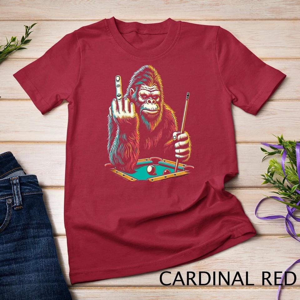 Funny Billiards Pool Player Retro Bigfoot Sasquatch T-Shirt Unisex T-shirt 2XL