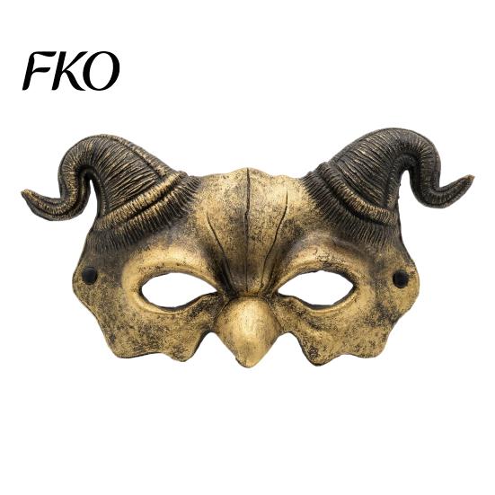 Gothic Demon Mask Halloween Ram Horn Mask, Horror Devil Half Face Lightweight Masquerade for Cosplay Costume Party