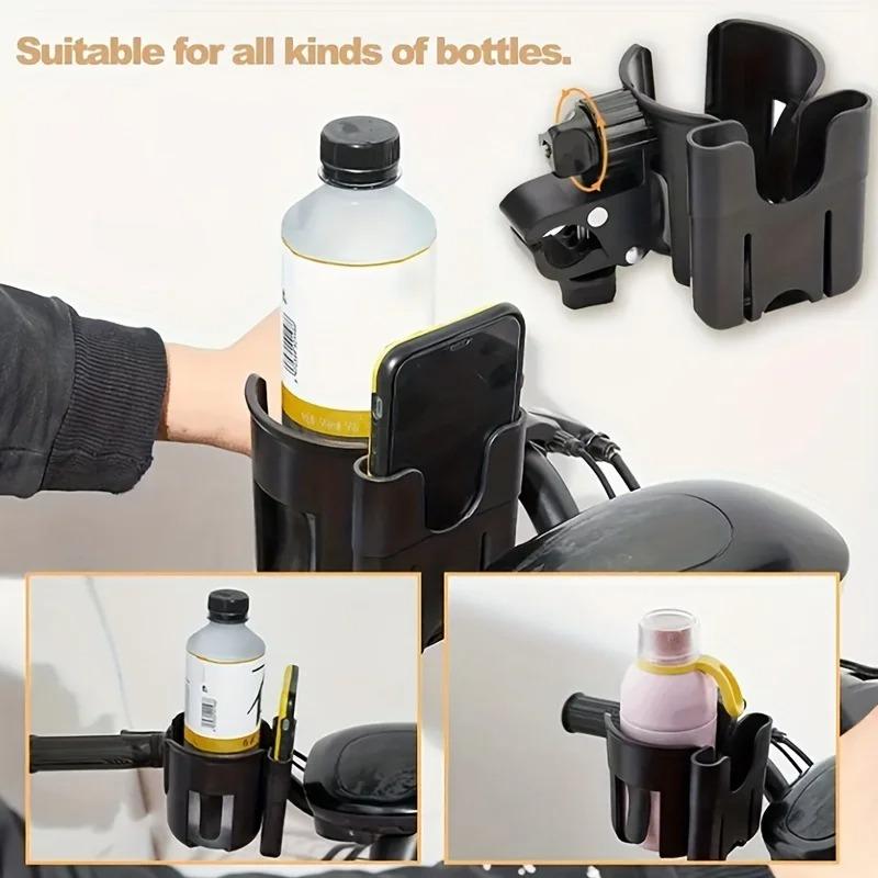 2-in-1 Universal Kinderwagen Wasserbecherhalter mit Handyhalter, Universeller Flaschenhalter für Rollstuhl-Kinderwagen-Zubehör