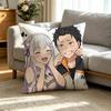 Anime Re Zero-O N-Natsuki Subaru  Square Double-Sided printed Pillow Case Bedroom Bedside Pillow Sofa Cushion Cover