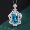 Jewelry Retro Style Simulation Topa Blue Full Diamond Luxury Set Creative Set Necklace 12 * 16 Stud Earrings 12 * 14