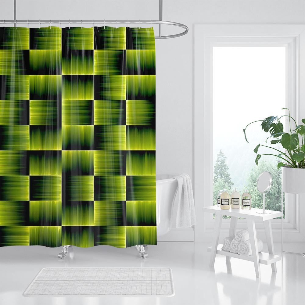 Tende da Doccia con Motivo a Mosaico Blu Tenda da Bagno Impermeabile in Poliestere Geometrica per Bagno Decorazione della Casa Tenda con Ganci