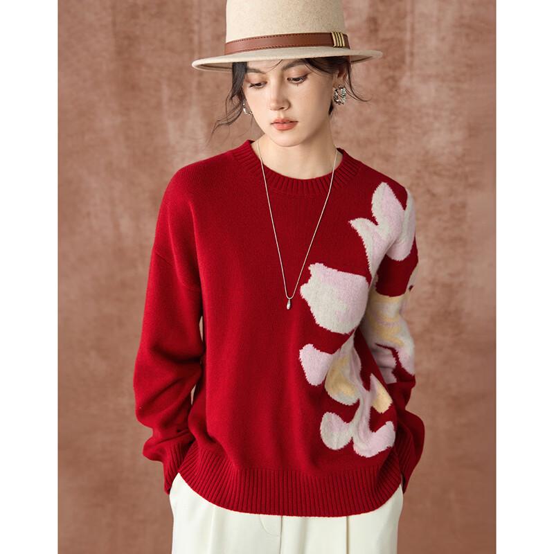 Women's 100% Merino Wool French Style Jacquard Sweater