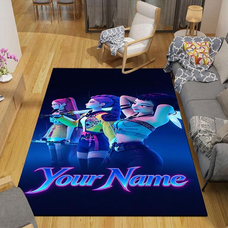 Custom 1Pc Virtual Pop Girl Group Flannel Personalized Rug Non Slip Floor Mat Soft Carpet for Living Bedroom Office Home Decor Gift