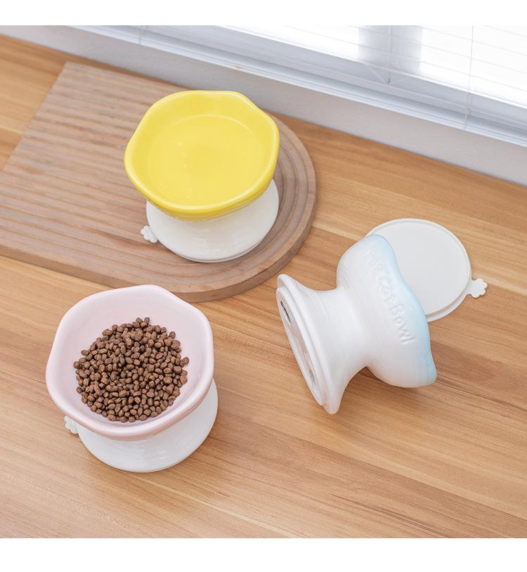 1pc High Appearance Ceramic High Foot Bowl Anti Overturning Pet Bowl Cat and Dog Bowl Grain Drinking Bowl Pet Supplies