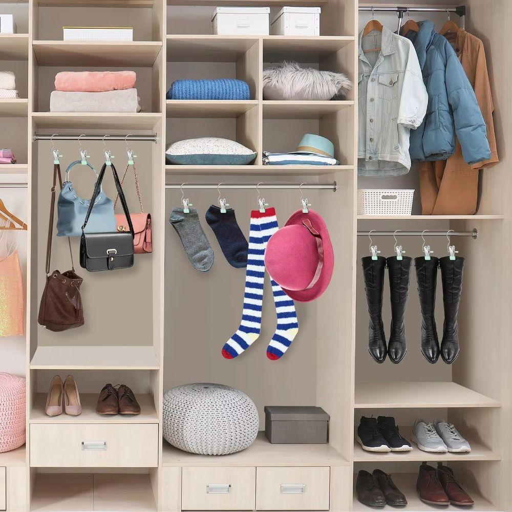 30Pcs Stainless Steel Wardrobe Clothes Clip Hangers with Hook Hanging Clothes Clip  Hats
