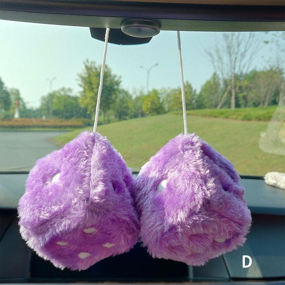 2PCS Car Pendant Fuzzy Dice Dots Rear View Mirror Hangers Car Interior Decoration Auto Accessories Ornaments Car-Styling