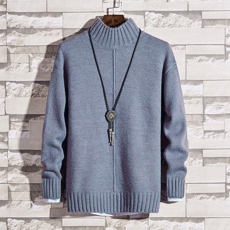 Roupas Tricot Masculino Cor Sólida Gola Alta Suéter de Gola Alta Suéter Masculino para Usar por Baixo