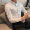 Men Spring Autumn New Style Premium Embroidered Shirt Long Sleeve Wrinkle Resistant Non Iron Slim Fit Handsome Business Shirt
