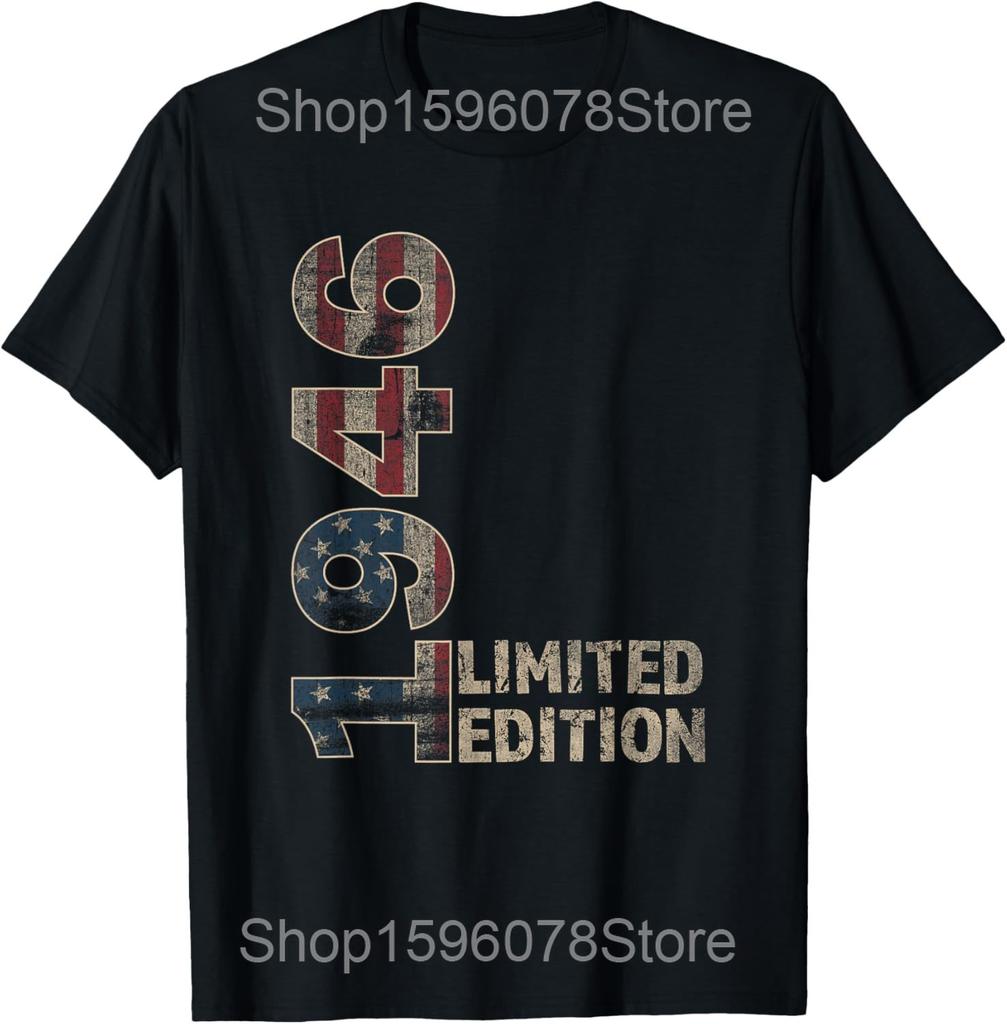 Est 1946 Limited Edition 80. Geburtstag Vintage 80 Jahre Altes T-Shirt Humor Streetwear T-Shirt Kurzarm Unisex Lockere Kleidung