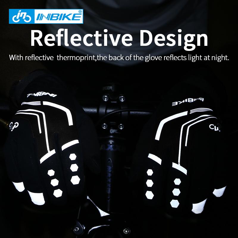 INBIKE Winter Cycling Gloves Full Finger Thermal Men's Bicycle Gloves Warm Cotton Waterproof Bike Gloves for Motorcycle Cycling
