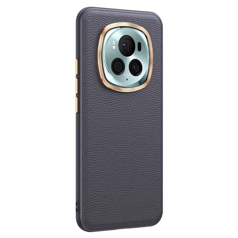 PU Leather+TPU Phone Case for Honor Magic6 Pro 5G Wholesale Metal Lens Frame Phone Cover