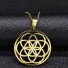 Collana Mandala Fiore della Vita in Acciaio Inossidabile per Donne Uomini Geometria Sacra Seme della Vita Talismano Collana Gioielli joyas