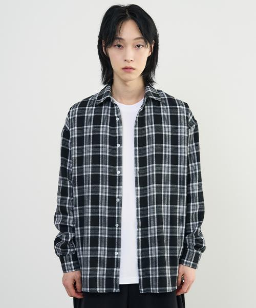 Arrayed Natural Oversized Check Shirt [Black] - Refer To The Detail Page/M