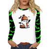 Women's T Shirt Halloween Print Long Sleeve Daily Fashion Basic Round Neck Raglan Sleeve Top