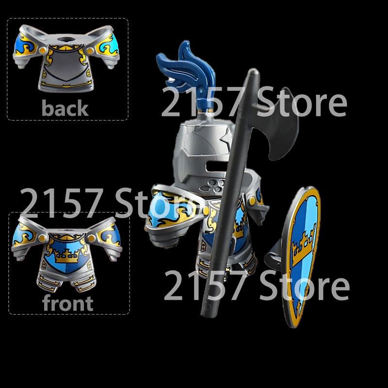 Medieval Castle Soldier Action Figures Building Block Dragon Anime Knight Accessory Warhorse Militia Helmet Shield Toy Gift S015