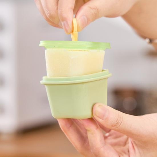 Ice Cube Mold with Handle Sealed Lid Easy Release Food Grade Silicone Ice Cube Mold Baby Food Supplement Freezer Tray