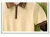Herren Koreanischer Stil Eisseide Kurzarm Poloshirt mit Halbreißverschluss