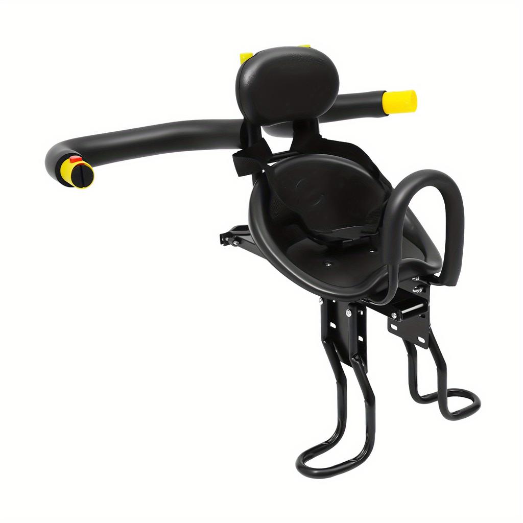 Child Bike Seat – Adjustable Safety Seat with Guardrails & Seat Belt – For Ages 1-5 – 77 lbs Load Capacity – Black