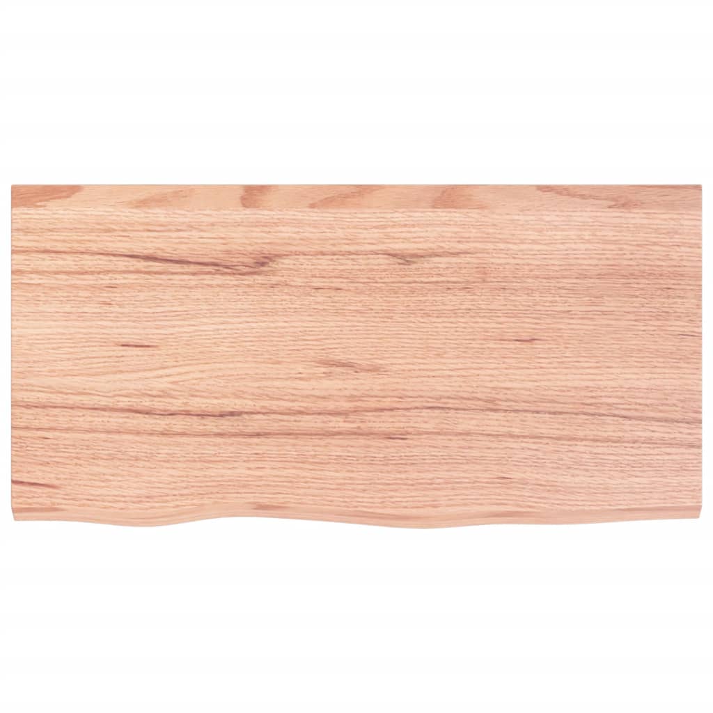Hellbraun Vidaxl Table Top Light Brown 80X40x(2-4) Cm Treated Solid Wood Oak - Bild 2