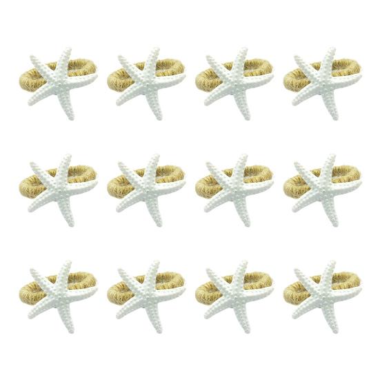 Starfish Napkin Rings White Sea Star Napkin Holders Coastal Style Napkin Rings for Beach Theme Party Dinner Party Wedding Table Decor