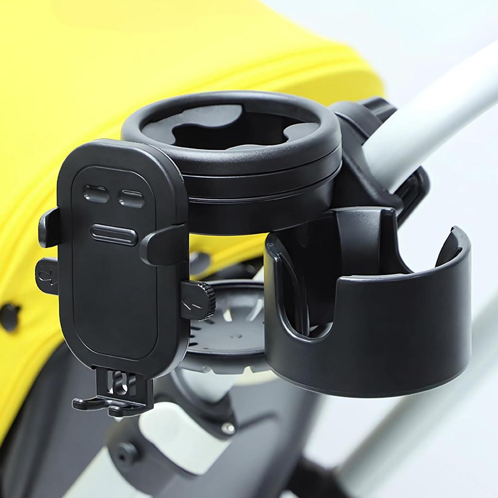 Mellbo Stroller Drink Smartphone Cup Holder for Holds 2 Adjustable Black Holder, Holder, Car, 2-in-1, Bottles, Angle,