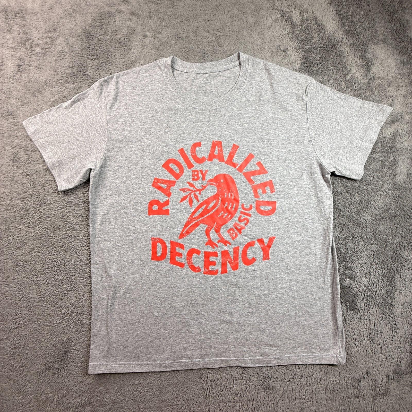 Radicalized By Decency Mens XL Gray Cotton Crow Bird Graphic Tee Unisex T-Shirt L