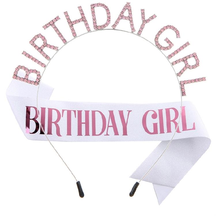 Sparkly Tiaras Birthday Girl Headband Sash Set Sparkling Tiaras Hair Hoop