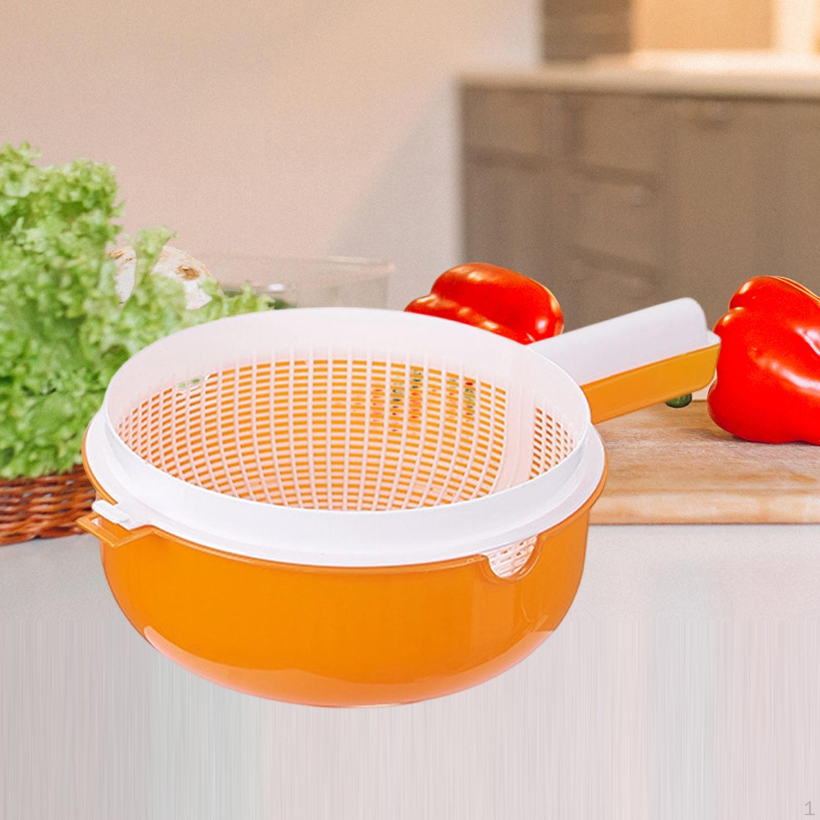

Дренажний кошик Контейнер для аксесуарів Двошаровий Багатофункціональний Зручний Миска для миття фруктів для пікніка Orange