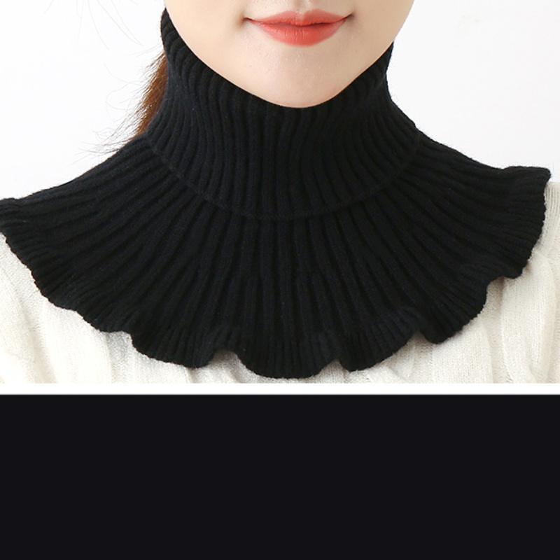 Winter Scarf Women's Coldproof Warm Knitted Neck Scarf Women's Fake Collar Red Scarf