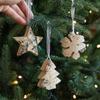 2pcs DIY Christmas Wooden Snowflake Pendant Cartoon Christmas Hanging Decoration  Hotel Office Decor