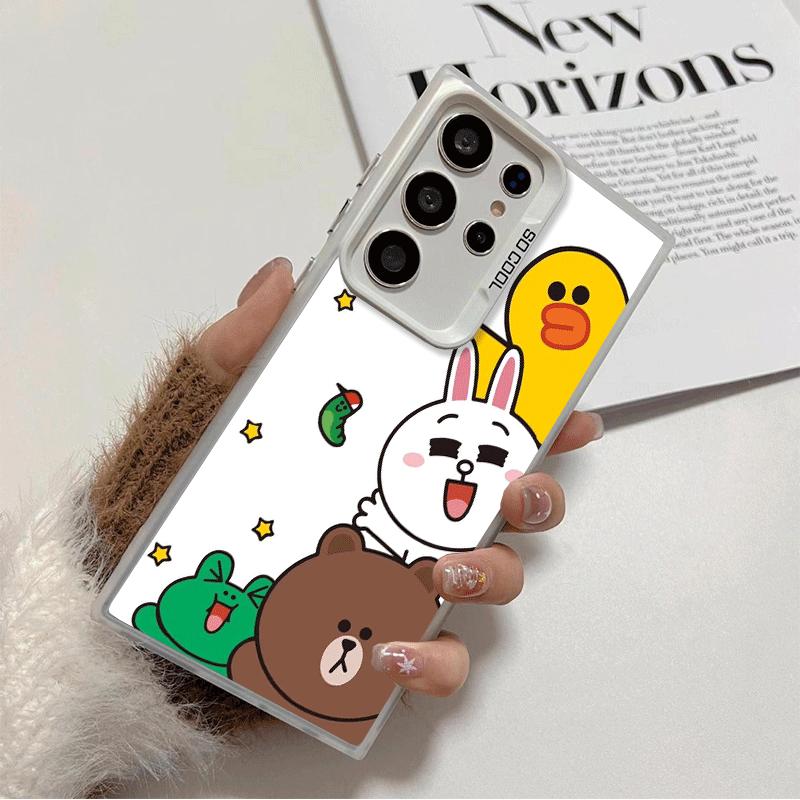 

Cartoon Bear Brown Rabbit Soft Phone Case for Samsung Galaxy S24 S25 FE S26 Edge S23 Ultra S22 Plus S21 + Shockproof Cover Back Samsung S25 FE