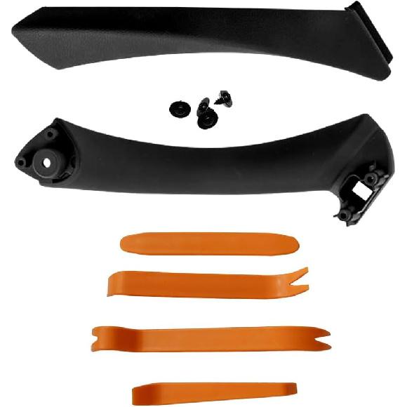 Black Left Interior Door Panel Strap Handle and Door Pull Outer Trim Cover w/Fasteners Replacement for E90 E91 3 Series 323 325 328 330 335 2005-2011