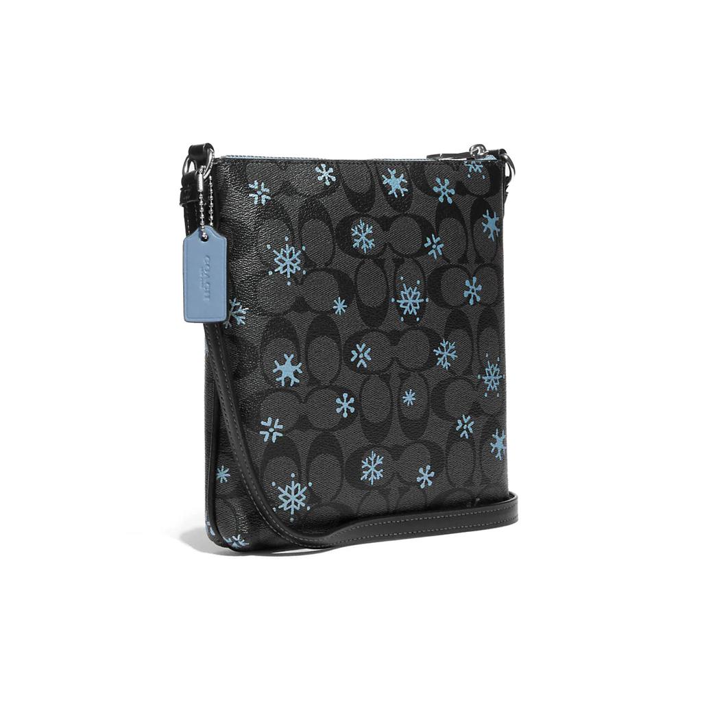 New COACH Rowan Coated Canvas With Smooth Leather Document Bag, Shoulder Bag, Crossbody Bag Mini Women's Black CF285-SVV2W