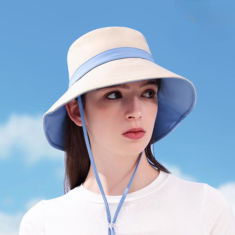 Sunscreen Fisherman Hat Girl with Ice Sensing Sun Hat Big Brim Showing Small Double Sided Hat Hat
